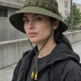 Flat-Braid Chin Cord in use