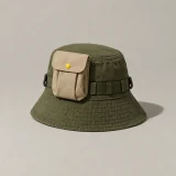 Flap Pocket clipped to a hat rail (hat sold separately)