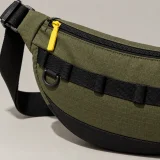 Hip Rail Crossbody, close-up of the rail and hardware