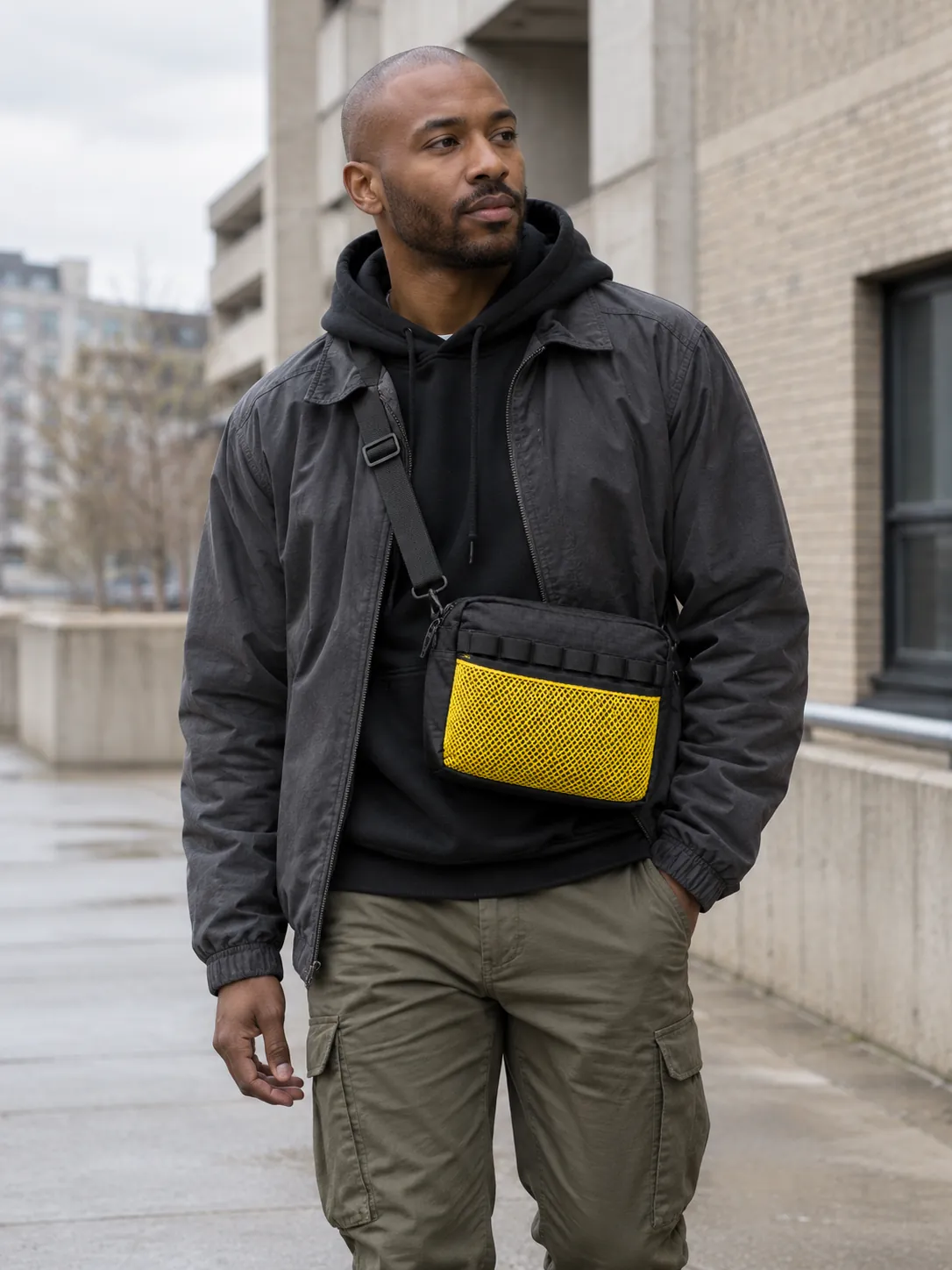 Mesh-Front Crossbody in use