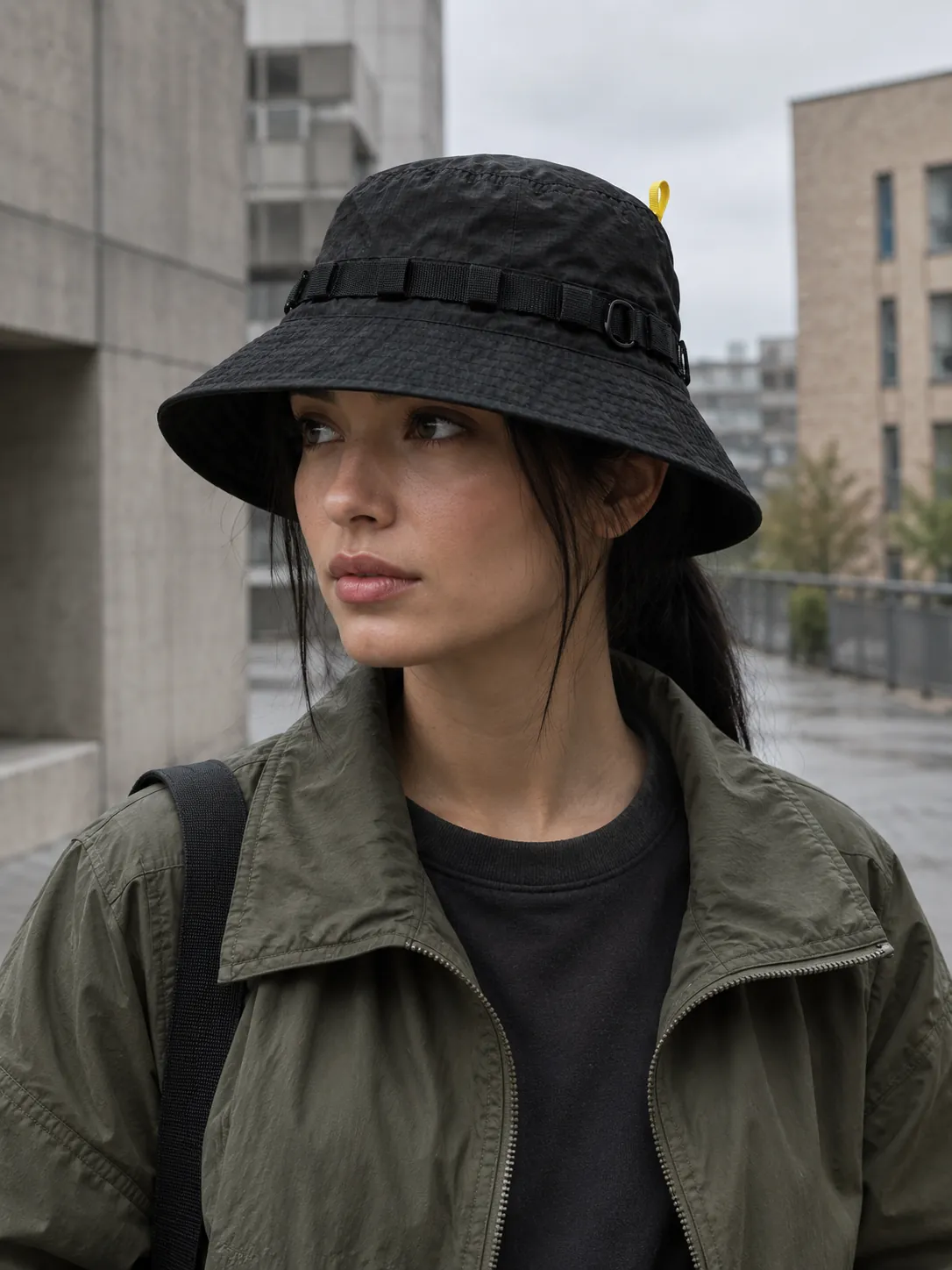 Packable Rail Bucket being worn