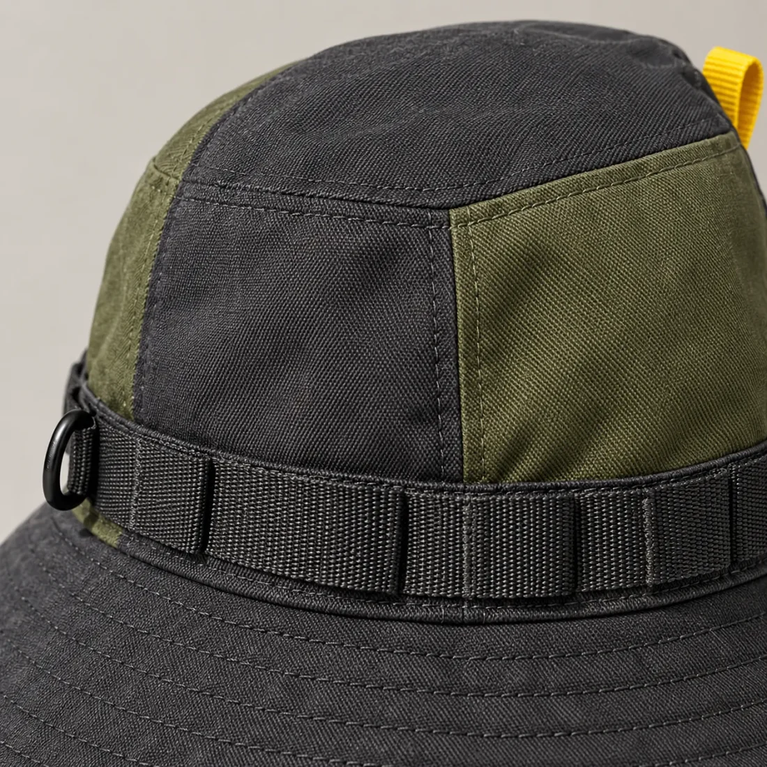 Six-Panel Bucket, close-up of the rail and hardware