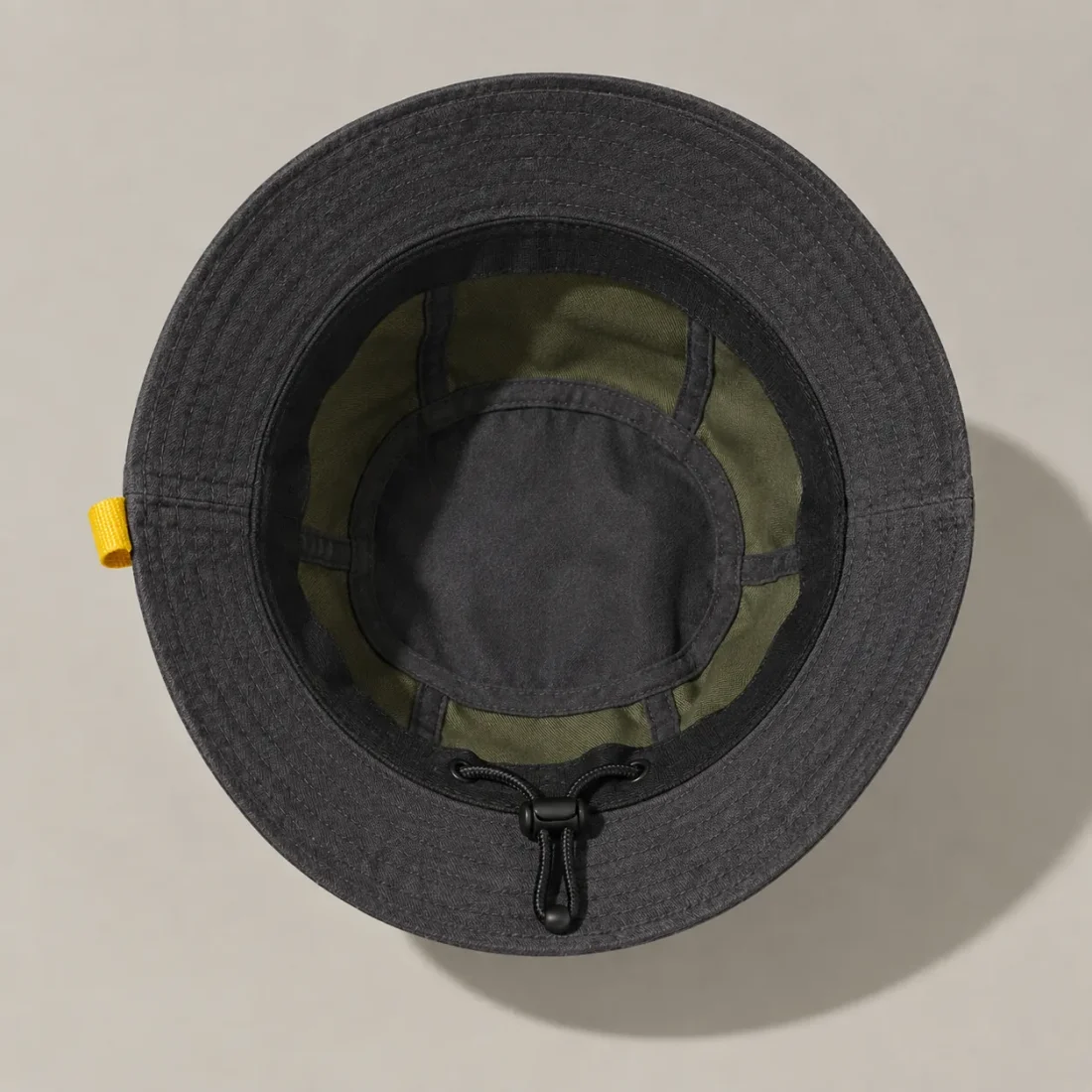 Six-Panel Bucket, inside view with sweatband and size adjuster