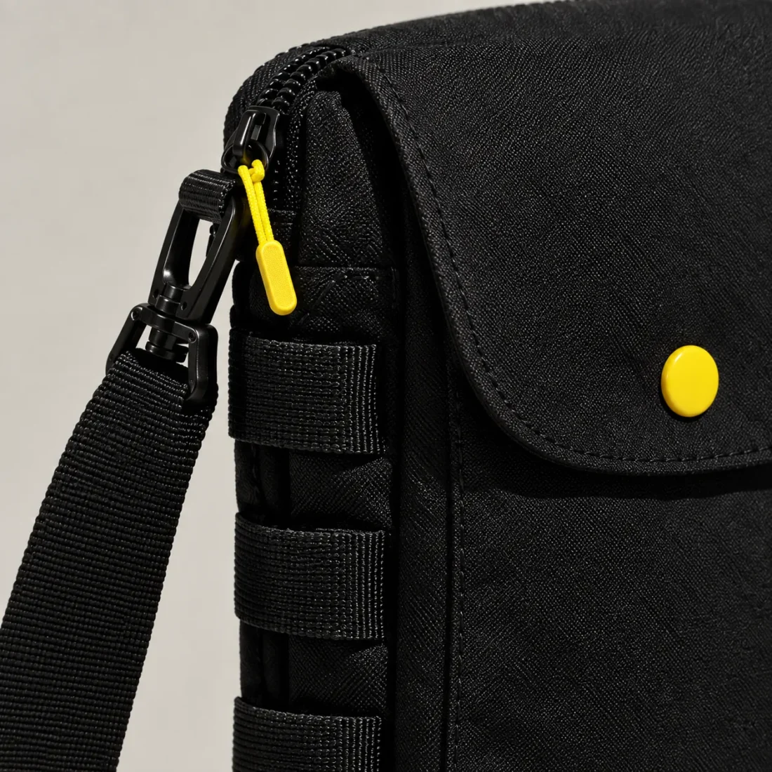 Phone Crossbody, close-up of the rail and hardware