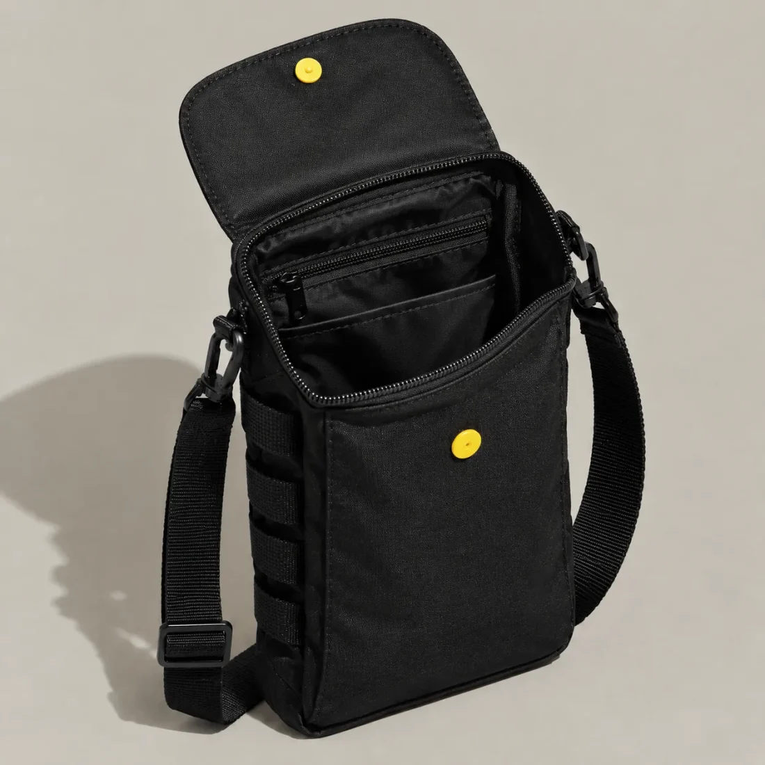 Phone Crossbody, opened to show the inside