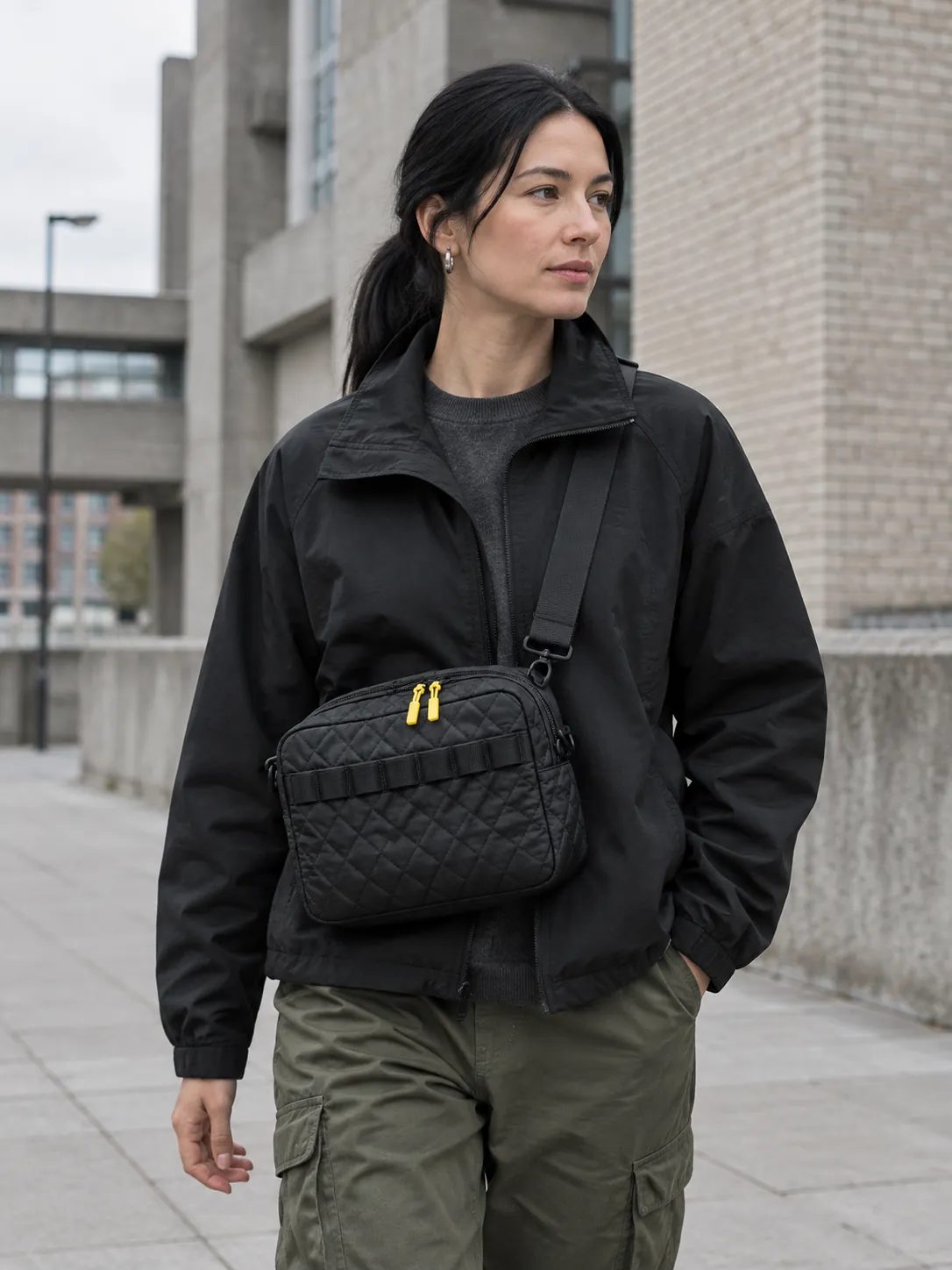 Quilted Box Crossbody in use