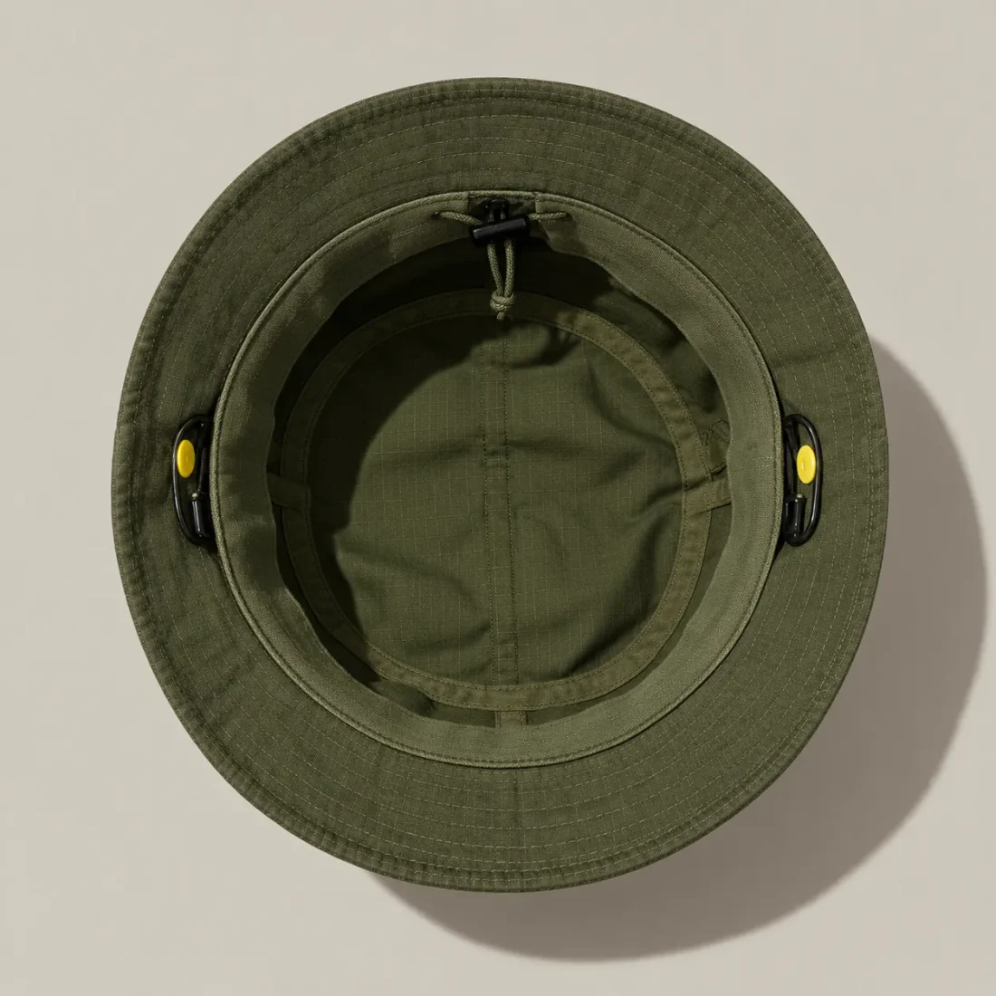 Snap-Brim Bucket, inside view with sweatband and size adjuster