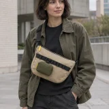Twin Zip Pocket clipped to a bag rail (bag sold separately)