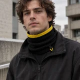 Two-Tone Rib Gaiter worn around the neck