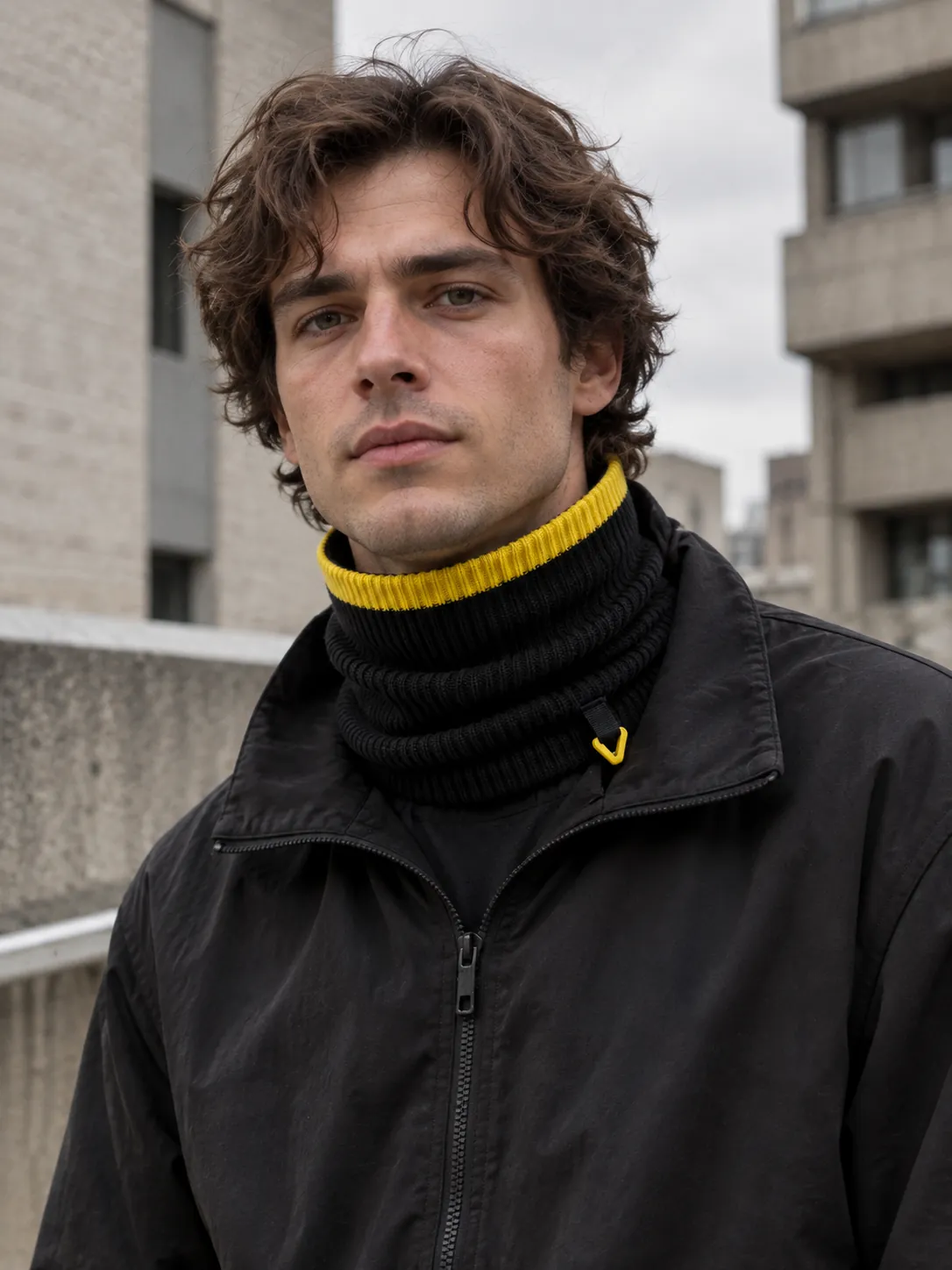 Two-Tone Rib Gaiter worn around the neck