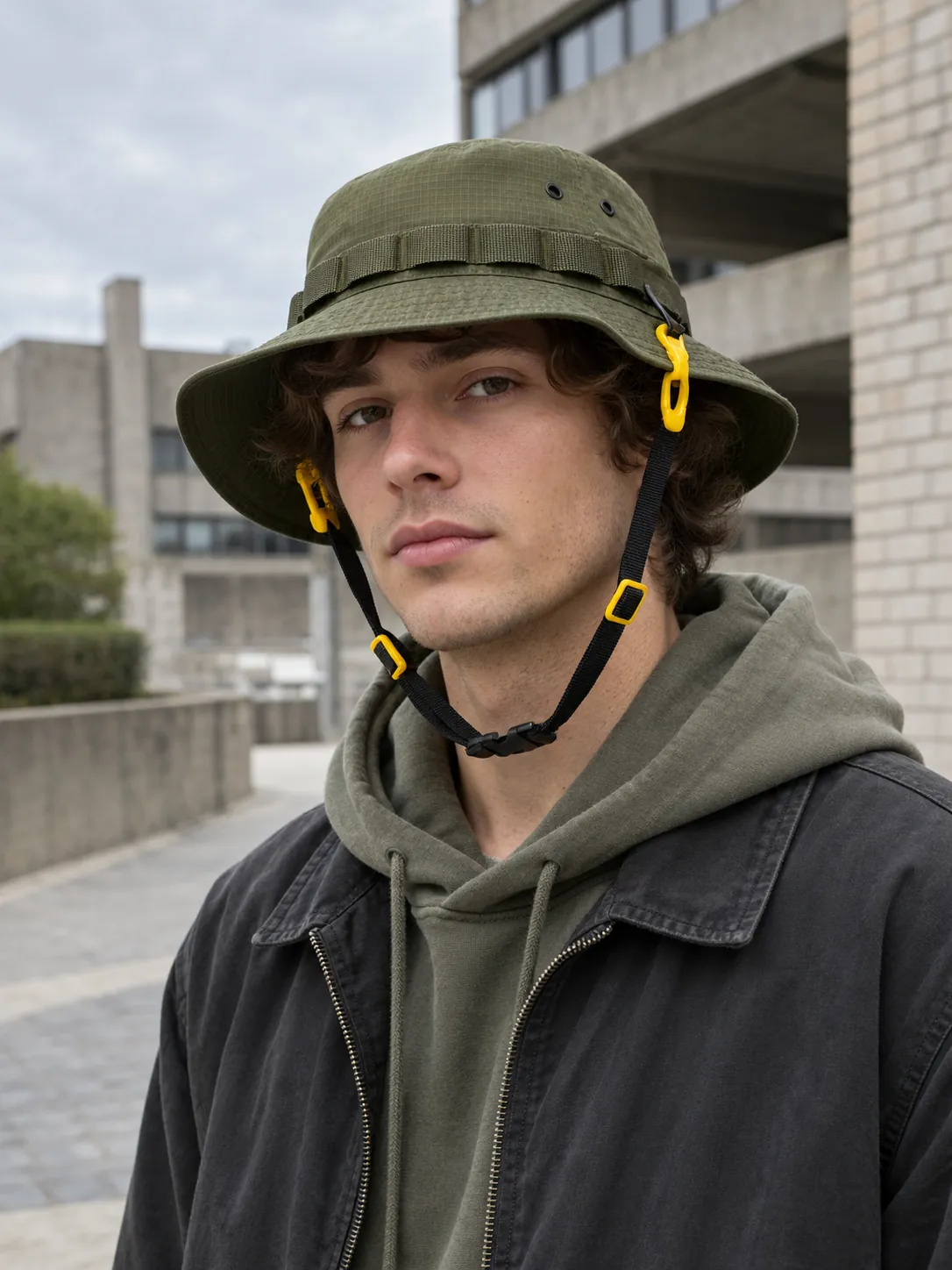 Webbing Chin Strap in use